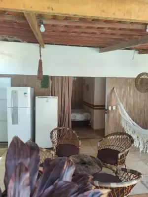 Uma área de estar em Casa Boa Venttura - Guajiru Trairi com ar e piscina