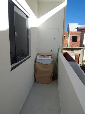 Uma varanda ou terraço em Apartamento Lua 3 - Quarto e Sala com Varanda e cozinha americana na praia do preá-Ce