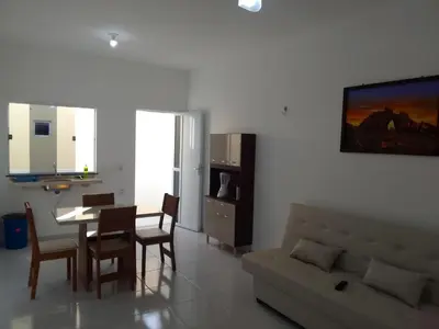 A cozinha ou kitchenette de Apartamento Lua 3 - Quarto e Sala com Varanda e cozinha americana na praia do preá-Ce