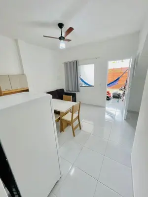 A planta de Casa do Bruno - Apartamento terreo - 1 - Terra - Quarto e sala com cozinha americana na praia do preá-CE