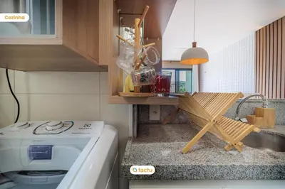 A cozinha ou kitchenette de Estúdio completo no VG Sun Cumbuco por Tactu