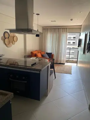 Uma cama ou camas num quarto em Lindo apartamento na Beira Mar Edifício Landscape