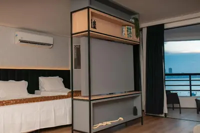 A cozinha ou kitchenette de Beira Mar Fortaleza – Flat de Luxo no Iate Plaza!