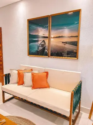 Uma área de estar em Casa Bella - Praia do Preá-CE