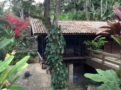 Um jardim no exterior de Chalé das Helicônias