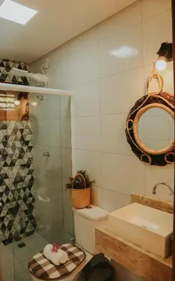 Uma casa de banho em Vila hangloose pôr do sol