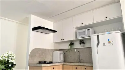 A cozinha ou kitchenette de Apartamento Atlântico