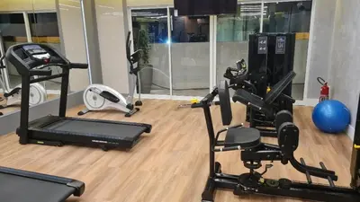 O centro de fitness e/ou as comodidades de fitness de Apart vista para o mar da Praia de Iracema