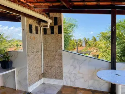 Uma varanda ou terraço em Apartamento na praia da tabuba com vista mar