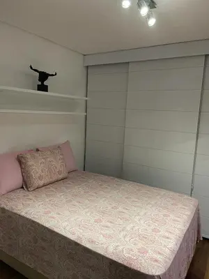 Uma cama ou camas num quarto em Flat Mar Vip