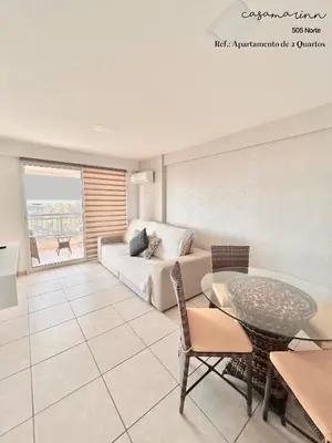 Uma área de estar em Férias com Vista Mar - Beach Village Residence por Casamarinn