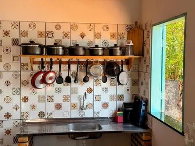 A cozinha ou kitchenette de Chalé brilho do mar