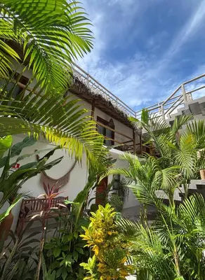 Um jardim no exterior de Pousada Baobá