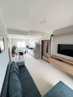 Uma televisão e/ou sistema de entretenimento em Flat Canoa Quebrada com Terraço