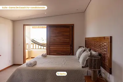 Uma cama ou camas num quarto em Casa Canoé Fortim Piscina de Luxo em Condomínio