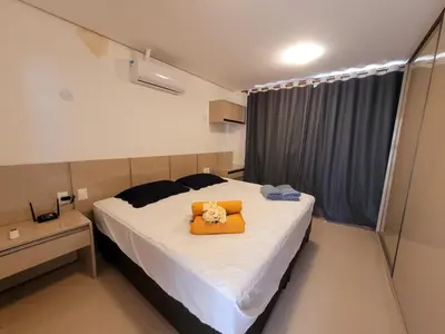 Uma cama ou camas num quarto em Casa em Condomínio Flecheiras