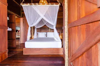 Uma cama ou camas num quarto em Cabana do Denys
