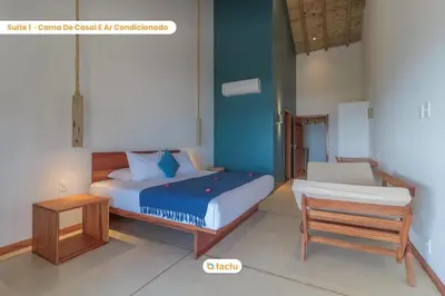 Uma cama ou camas num quarto em Casa KitePirosca, quartos com vista mar em Fortim