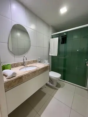 Uma casa de banho em Golf Ville Residence Resort, apartamento 3 suítes, 110m2, Porto das Dunas próx ao Beach Park