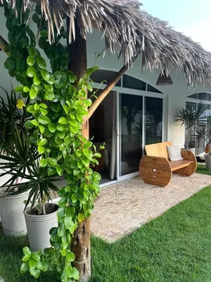 Um jardim no exterior de Pousada Vila Flow