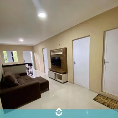 Uma televisão e/ou sistema de entretenimento em Vila Rasante, Apartamento 2 quartos completo