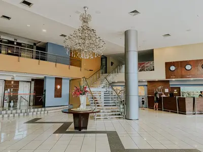 A área de receção ou átrio de Conforto e Vista Maravilhosa no Hotel Iate Plaza