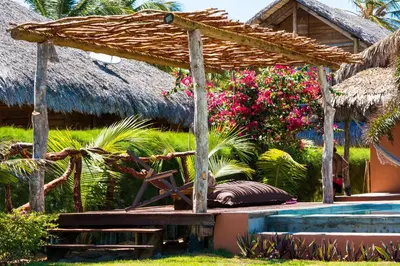 Um jardim no exterior de villa wetdreams