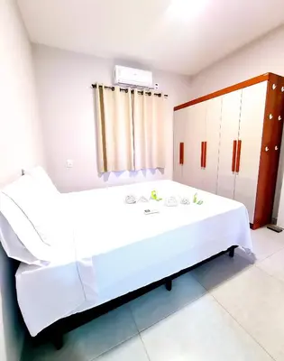 Uma cama ou camas num quarto em Brisa do Preá- 700m da Praia do Preá -12km de Jeri