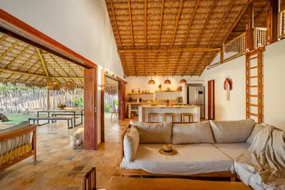 Uma área de estar em Villa Dodô Barrinha de baixo Prea Kite point com café da manha