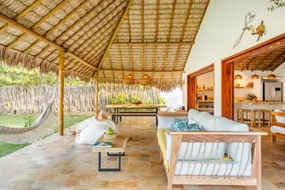 Uma área de estar em Villa Dodô Barrinha de baixo Prea Kite point com café da manha