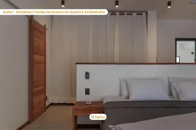 Uma cama ou camas num quarto em Vila Juriti: Frente Mar com piscina no Fortim