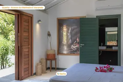 Uma cama ou camas num quarto em Vista mar na Casa Javali em Fortim