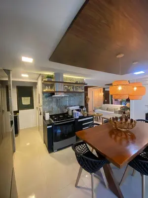 A cozinha ou kitchenette de Bangalô Beira Mar Aquiraz Manhattan Beach 3 Suítes