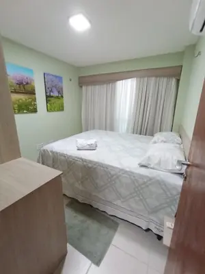 Uma cama ou camas num quarto em Apartamento Vista Mar na Praia de Iracema - Terraços do Atlântico