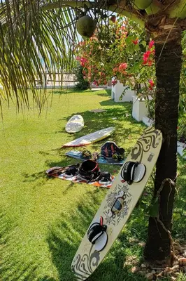 Um jardim no exterior de Vila Carnaúba - casa pé na areia em Guajiru Trairi