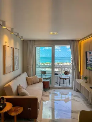 Uma área de estar em Vista Mar incrível com 2 Quartos Beira Mar Fortaleza