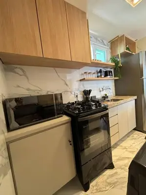 A cozinha ou kitchenette de Vista Mar incrível com 2 Quartos Beira Mar Fortaleza