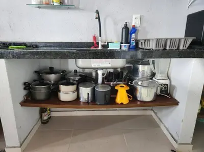A cozinha ou kitchenette de Casa Praiana pé na areia Morro Branco