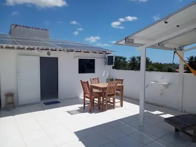 Uma varanda ou terraço em Cobertura solariun com 2 suites na praia do prea