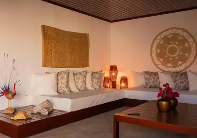 Uma área de estar em Kite Oasis Parajuru Villa Palmeira