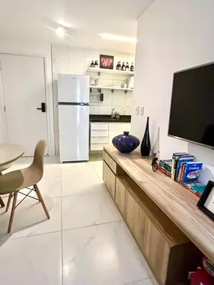 A cozinha ou kitchenette de Apartamento com piscina Praia de Iracema, Aquarius Residence-Fortaleza