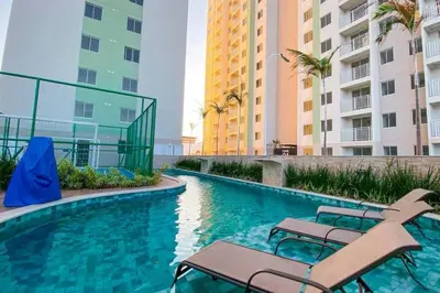 A piscina em ou perto de Apto com varanda e vista mar em condomínio Clube