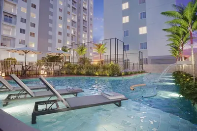 A piscina em ou perto de Apartamento em frente à praia conforto completo
