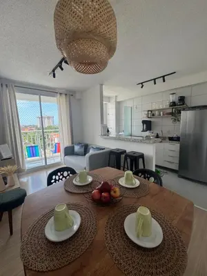 A cozinha ou kitchenette de Apartamento em frente à praia conforto completo