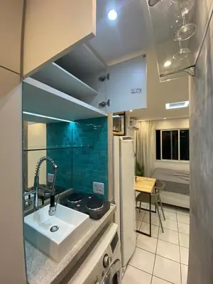 A cozinha ou kitchenette de Flat vista frontal da praia de Iracema