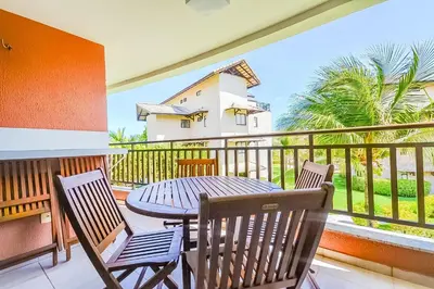 Uma varanda ou terraço em Beach Place Resort Bangalo 12