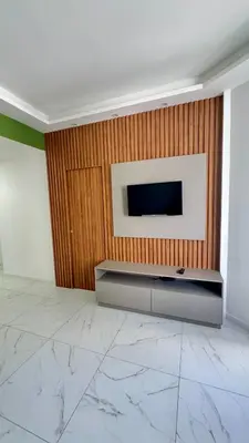 Uma televisão e/ou sistema de entretenimento em Flat Mobiliado Vista Mar - Golden Fortaleza 1355