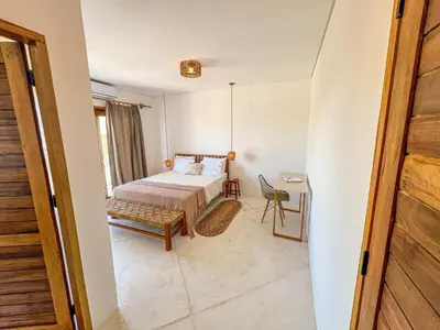 Uma cama ou camas num quarto em Mar Alado Preá, 200m from sea