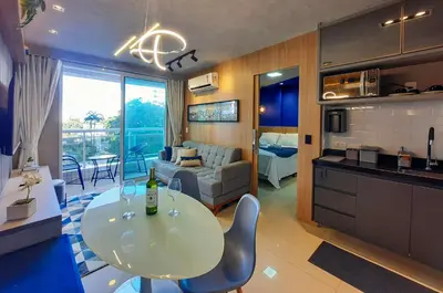 A cozinha ou kitchenette de Luxuoso e Moderno Studio One Milenio no Cocó