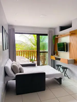 Uma cama ou camas num quarto em Vgsun Cumbuco 211